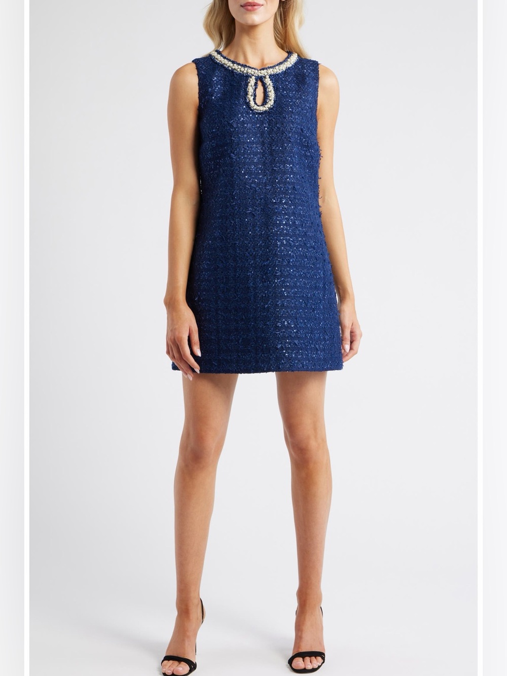 NWT Lilly Pulitzer Ronan Embellished Tweed Skirted Romper Low Tide Navy Size 14